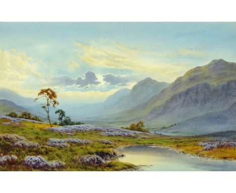 Edward Horace Thompson (1879-1949), watercolour, "Veiled Light, The Grampians at Boat of Garten, Argyllshire".  25 cm x 39 cm