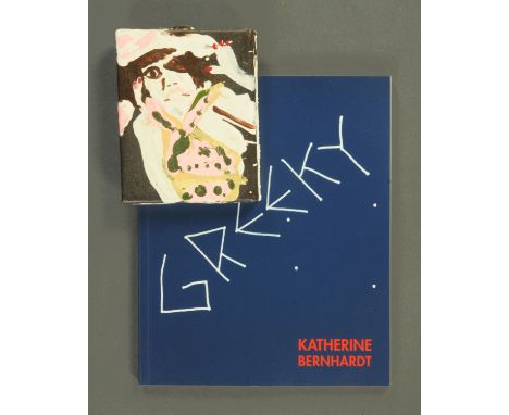Katherine Bernhardt (American, b.1975) abstract portrait of a female, signed verso on the stretcher Bernhardt 2008, acrylic o