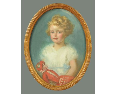 E. Easton Tayler, British, early 20th century, oil on panel, half length portrait of Jane Alsebrook.  60 cm x 44 cm, signed a