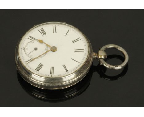 A silver cased pocket watch, the case Chester 1890, enamel dial with subsidiary seconds dial and with fusee movement inscribe