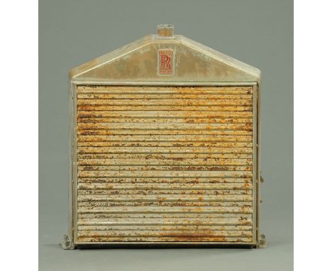 A Vintage Rolls Royce 20/25 front radiator, circa 1930's, with red enamelled insignia, width excluding mounting plates 56 cm,