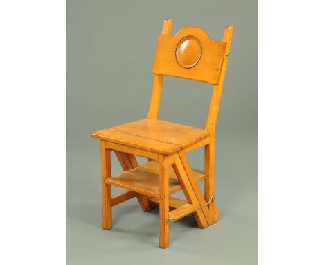 A late 19th century oak Arts & Crafts metamorphic step chair.