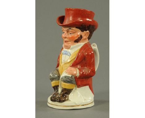 A 19th century Staffordshire Toby jug John Bull, with detachable hat cover.  Height 26 cm.     CONDITION REPORT:  Around the 