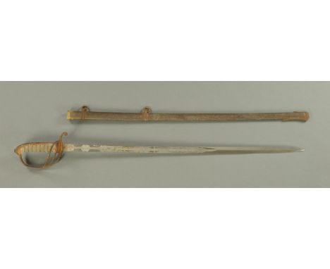 A George V officers dress sword with blade engraved with Royal Artillery Insignia and verso 5th L.A.V., all between foliate s