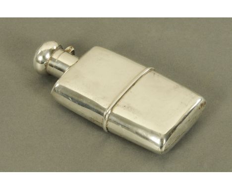 A silver hip flask, William Devenport, Birmingham 1897, with hinged screw cap lid 13 cm high 133.7 grams   CONDITION REPORT: 