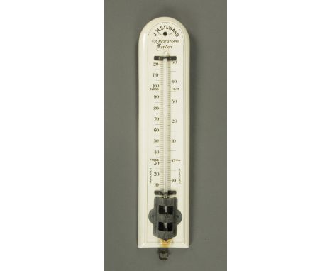 A large pottery wall mounted thermometer, 19th century with printed gauge by J.H. Steward, 456 West Strand, London, 52 cm hig