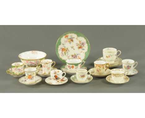 A collection of porcelain tea cups, saucers and trios, to include Minton, Rosenthal, Royal Doulton, Royal Worcester, Limoges,