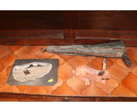 Julia Holme model of a Hare, Alice Palser model of a North African figure and a Studio Pottery figural group 