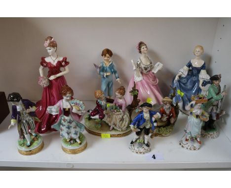 Collection of assorted Ceramics figurines to include Worcester, Doulton and Sitzendorf 