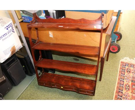 Modern Mahogany Wall shelf unit with drawers to base 