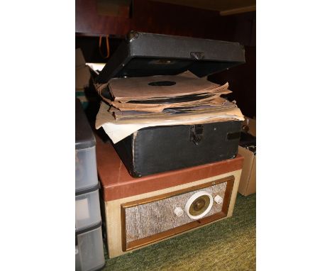 HMV Portable record player and assorted Records 