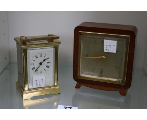 Brass Carriage clock and a Elliott Walnut cased clock 