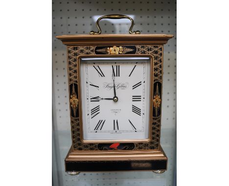 Knight Gibbins of London Bracket clock in chinoiserie case with roman numeral dial and brass fittings 