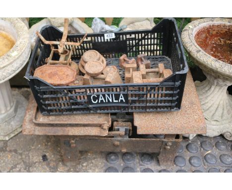 Vintage Cast Iron Potato Scales and assorted Weights 