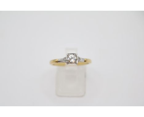 Ladies 18ct Gold Diamond Solitaire ring 0.45ct H/I Si Estimated Size T 3.7g total weight 