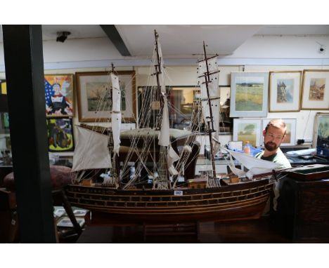 Large Hand made scratch built model of a Galleon on stand 