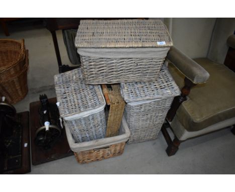 A selection of wicker baskets and hamper etc