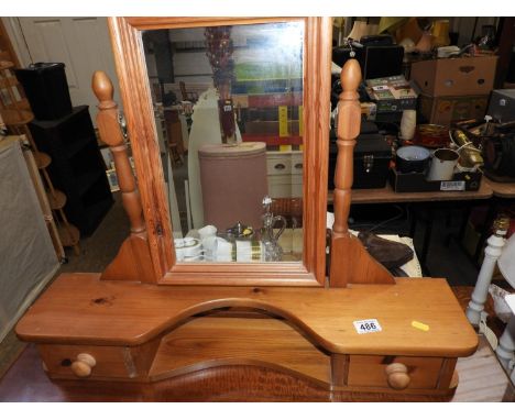 Pine Dressing Table Mirror with Two Trinket Drawers 