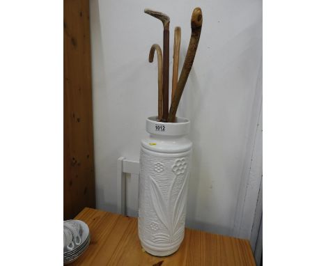 Porcelain Stick Stand and Contents 