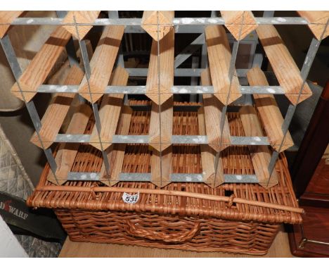 Wicker Basket and Wine Rack 