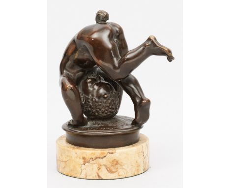 Jens Jacob Bregnö (Bregnø)(1877 Hedensted - 1946 Søborg/Gladsaxe bei Kopenhagen)Purzelbaum schlagender junger FaunBronze, dun