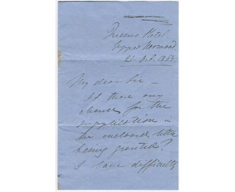 LIND JENNY: (1820-1887) Swedish Opera Singer, known as the Swedish Nightingale. A.L.S., Jenny Goldschmidt, four pages, 8vo, Q
