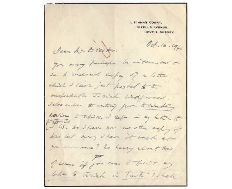 DOUGLAS ALFRED: (1870-1945) English Author & Poet, the intimate friend and lover of Oscar Wilde. A.L.S., Alfred Douglas, two 