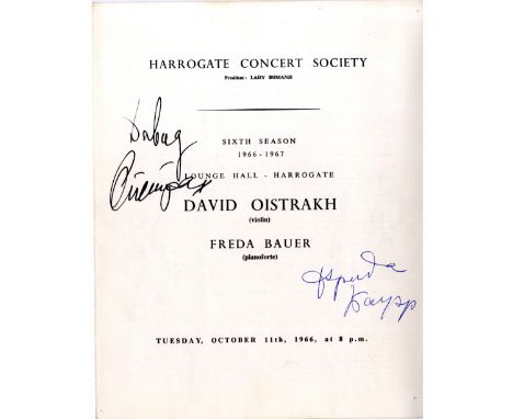 CLASSICAL MUSIC: Selection of signed printed 4to Harrogate Concert Society programmes for various performances by different c