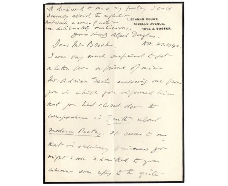 DOUGLAS ALFRED: (1870-1945) English Author & Poet, the intimate friend and lover of Oscar Wilde. A.L.S., Alfred Douglas, two 