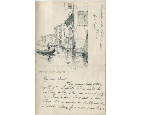 [VENICE] RANDAL FRANK: (1852-1917) British Artist, protégé of Ruskin. A.L.S., Frank, four pages, 8vo, Venice, 8th September 1