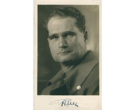 HESS RUDOLF: (1894-1987) German Reichsminister, Adolf Hitler's Deputy in the Nazi Party. Vintage signed postcard photograph o