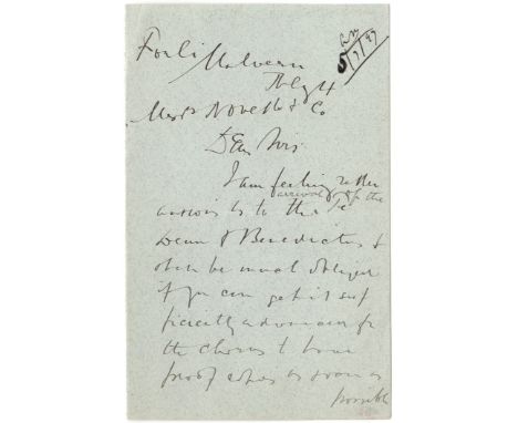 ELGAR EDWARD: (1857-1934) English Composer. A.L.S., Edward Elgar, two pages, 8vo. Forli, Malvern, 4th July 1897, to Mssrs. No