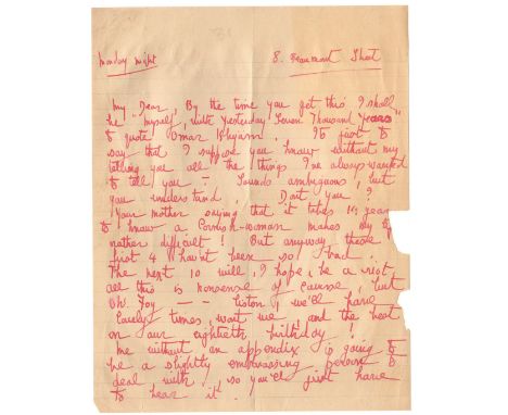 DU MAURIER DAPHNE: (1907-1989) British Author. A.L.S., Daphne, two pages, 4to, 8 Beaumont Street, n.d. (1930s), to Foy Quille