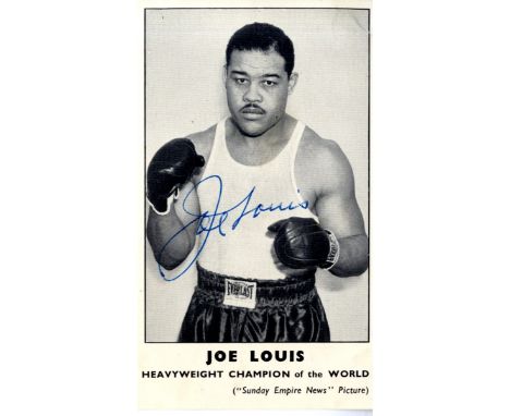 LOUIS JOE: (1914-1981) American Boxer, World Heavyweight Champion 1937-49. Vintage signed 3 x 5 photograph, the printed paper