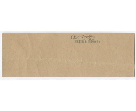 WOOD ARTHUR: (1898-?) British Fighter Ace (11 victories) of World War I, Royal Naval Air Service. Vintage fountain pen signat