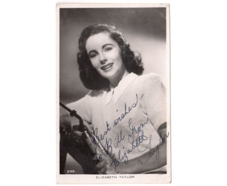 TAYLOR ELIZABETH: (1932- 2011) English Actress, Academy Award winner. Vintage signed and inscribed postcard photograph, an ea