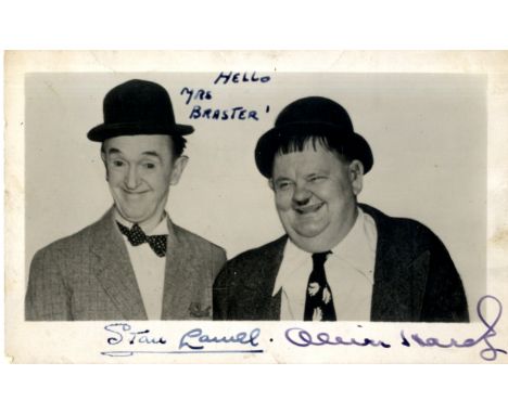 LAUREL & HARDY: LAUREL STAN (1890-1965) & HARDY OLIVER (1892-1957) English and American Film Comedians. Vintage signed and in