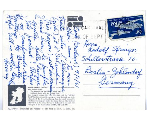 MILLER HENRY: (1891 - 1980) American Writer. A selection of postcards. A.L.S., Henry, on one side of a colour picture postcar
