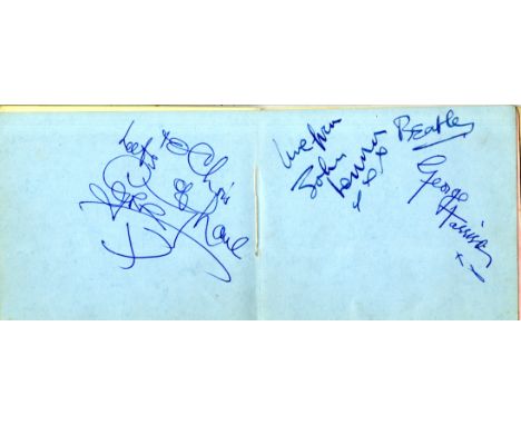 BEATLES THE: A good pair of individual vintage ink signatures by both John Lennon ('love from John Lennon x x x', also adding