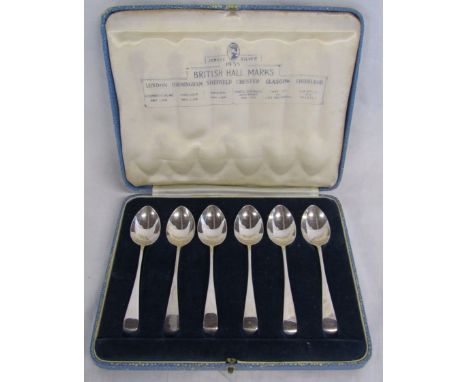 George V Jubilee 1935 cased set of British&nbsp;hallmarks silver rat tail teaspoons&nbsp;Roberts &amp; Belk - London, Birming