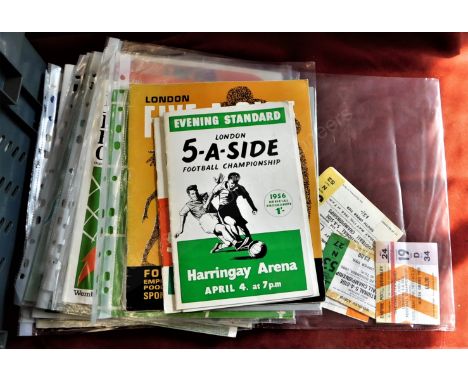 A collection of (19) programmes for the Evening Standard London 5 a side, National 5 a side and Guinness 6's in Manchester. L