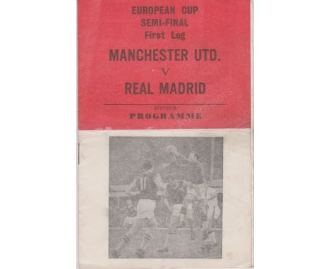 Pirate programme (8 page) printed by Nicholls of Battersea with unused match ticket for the European Cup Semi Final 1st Leg M