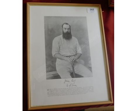 Cricket - W.G. Grace, a print (portrait) with facsimile signature. Very fine. Framed and glazed. Buyer collects. 