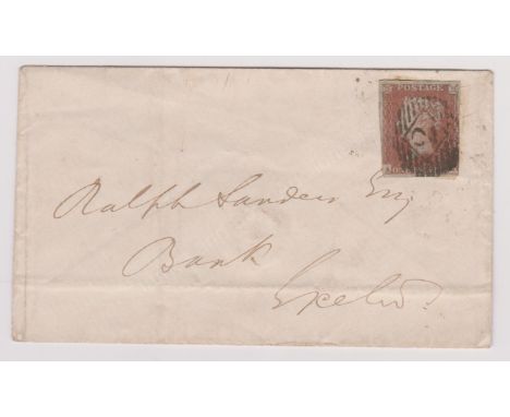 Great Britain 1850 - Envelope posted to Exeter cancelled with diamond 2 London cancel on SG8 1d red sing ring DA/FE-2/1850 ca