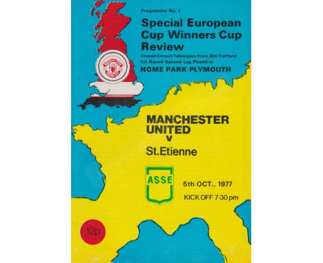 European Cup Winners' Cup 1st Round 2nd Leg between Manchester United and St Etienne played at Home Park , Plymouth 5th Octob