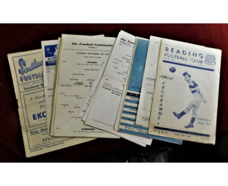 Reading Reserves and Youth Team programmes 1940s -1960s. 20 Homes and 1 Away at Southend 1949/50 . Homes to include Queen's P