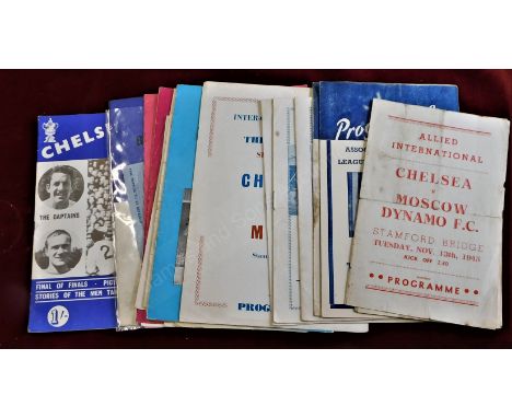 Chelsea Pirate programmes home and away 1945-1969. Homes to include Moscow Dynamo (Fr) 1945/46 , Arsenal 1947/48 (2 different