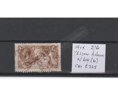 Great Britain 1915 - 2/6 yellow-brown, spec N64(6) very fine used cds few print/perfs. Cat £225
