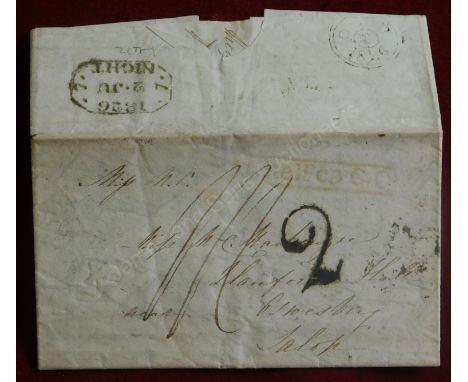 Great Britain 1829 - EL in the form of A4 sheet written on both sides in 2 directions 90o to each other, posted to Oswestry, 