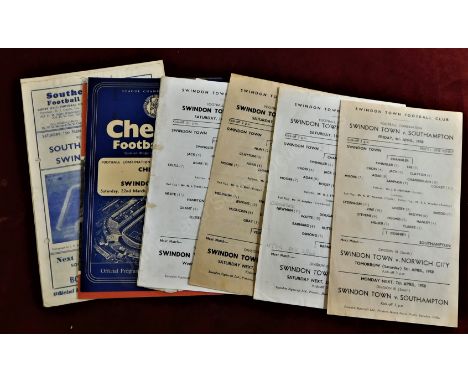 Swindon Town Reserves programmes from the 1957/58 season - 7 homes all single sheets v Plymouth, Brighton, Chelsea (piece mis